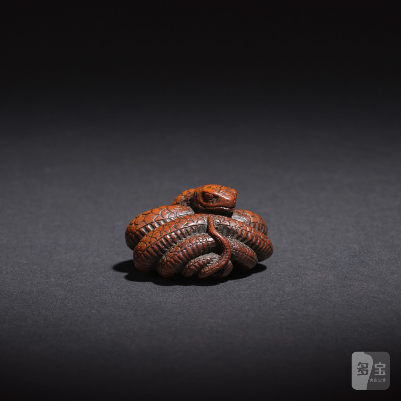 木彫根付 蛇 銘「為隆」 18世紀 | NETSUKE EN BOIS REPRÉSENTANT UN SERPENT - 图6